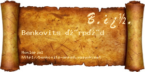Benkovits Árpád névjegykártya